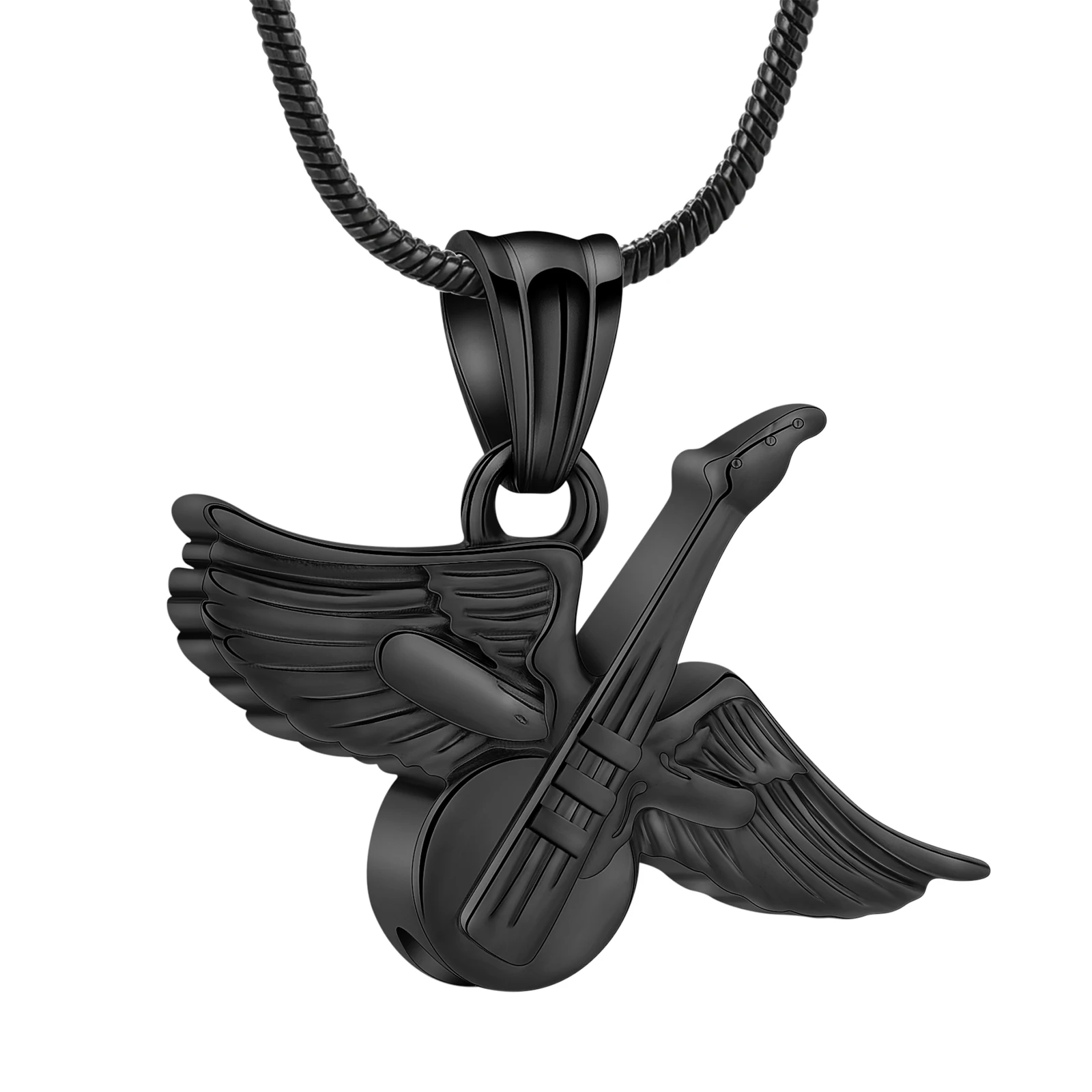 Cremation Jewelry for Ashes Pendant - Winged Guitar Urn Necklace for Human/Pet Memorial Gift for Guitarist or Music Lover