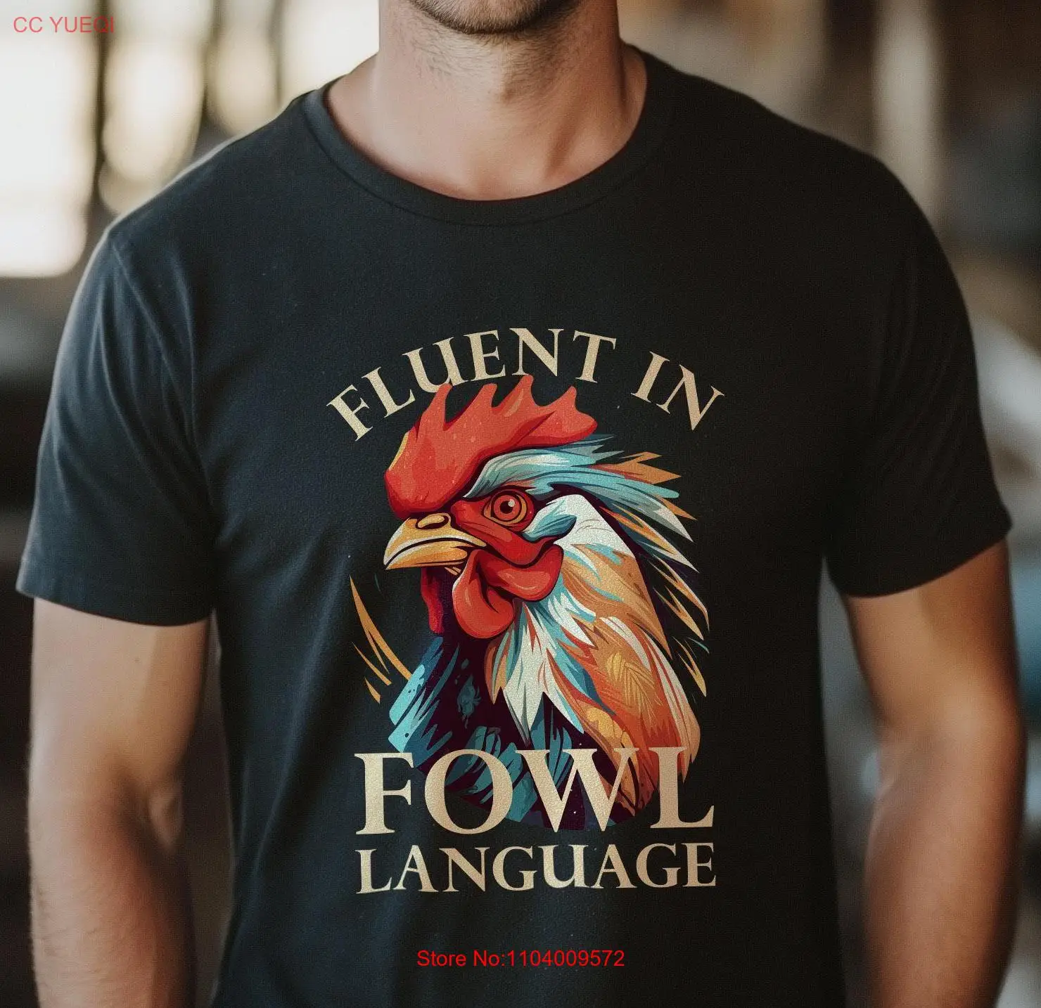 

Fluent in fowl language Hen Chicken Lover T Shirt long or short sleeves