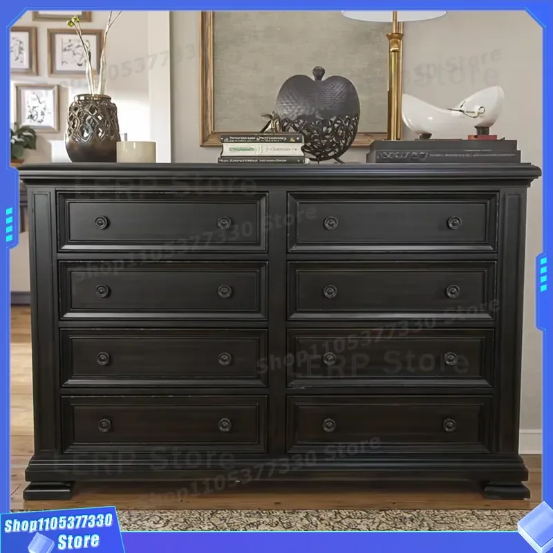 American Antique Style Solid Wood Desk Drawer Cabinet 8 Drawers Simple Storage Furniture for Home Office Wholesale Wooden