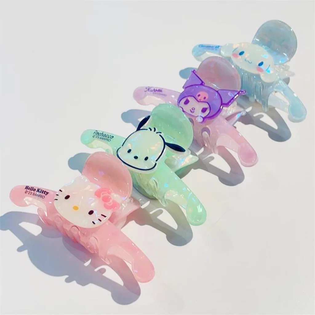 

Sanrio Holographic Hair Claw Clip Set Hello Kitty Pochacco Kuromi Cinnamoroll Cute Cartoon Acrylic Claw Clips With Iridescent
