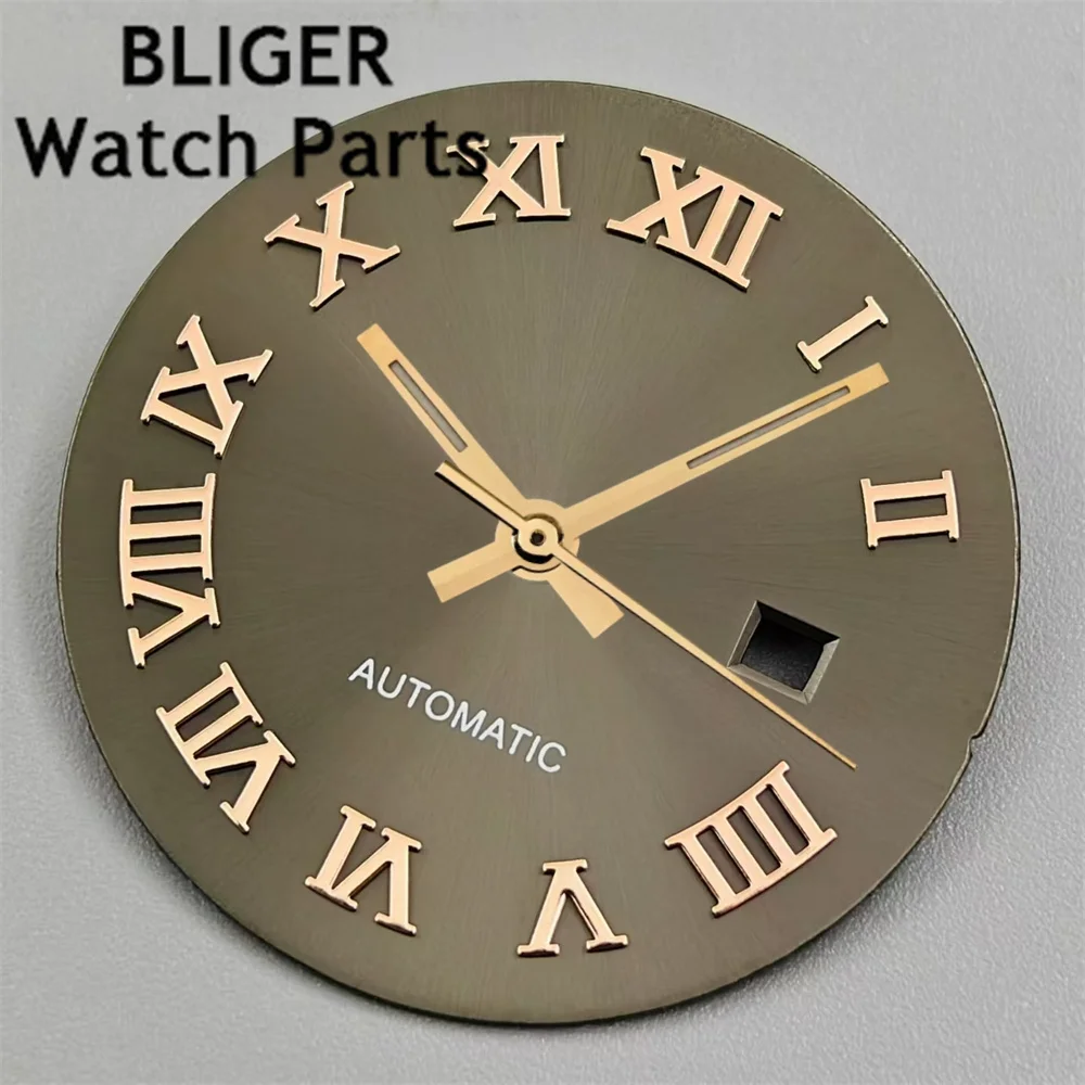 BLIGER 24.5mm Watch Dial Hand Set White Brown Purple Gray Rose Gold Gold Dial Roman Diamond Index Fit NH05 Movement Women\'s Dial