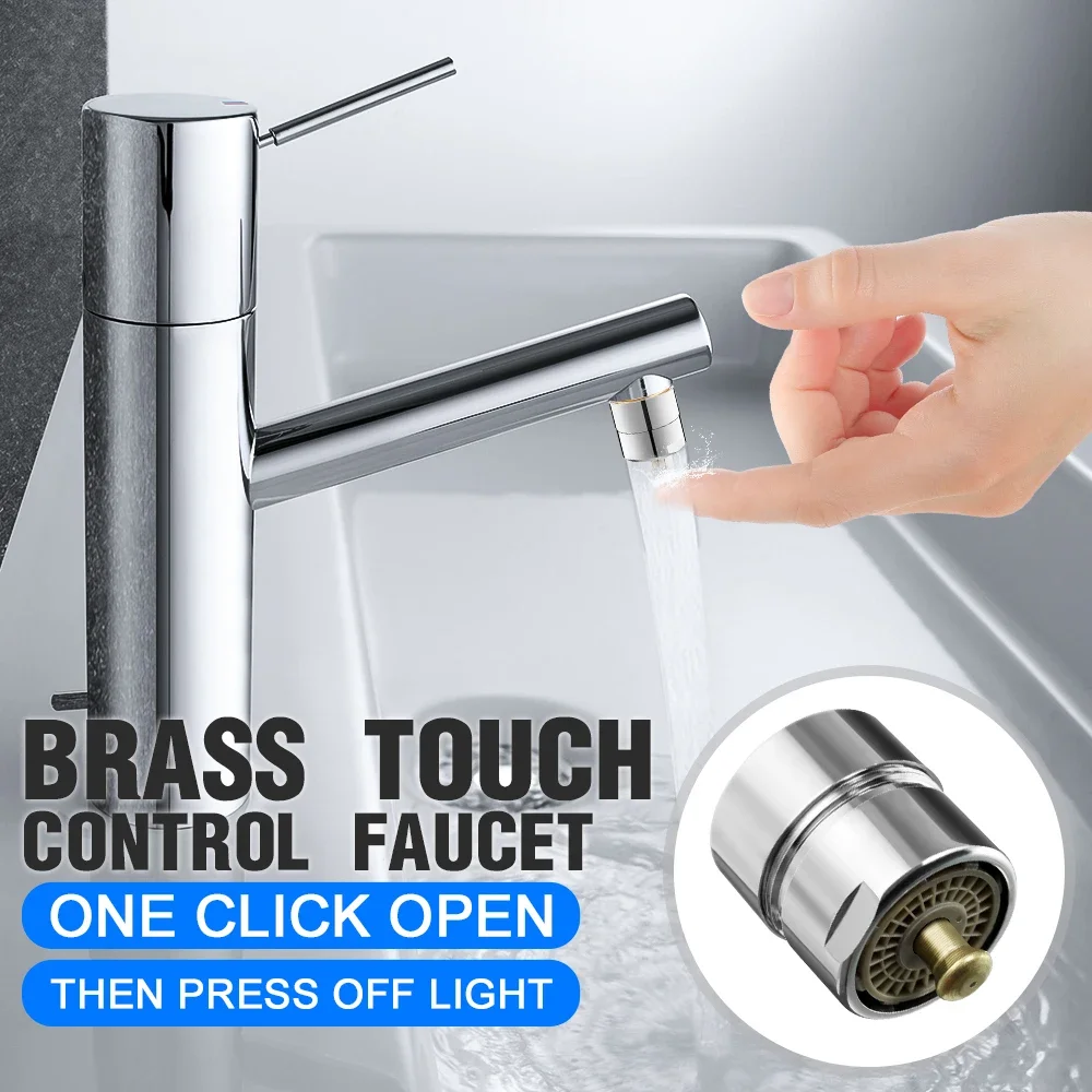 1Pcs Brass One Touch Control Faucet Aerator Valve Male Thread 23.6mm Water Saving Tap Aerator  Bubbler Purifier Stop Water