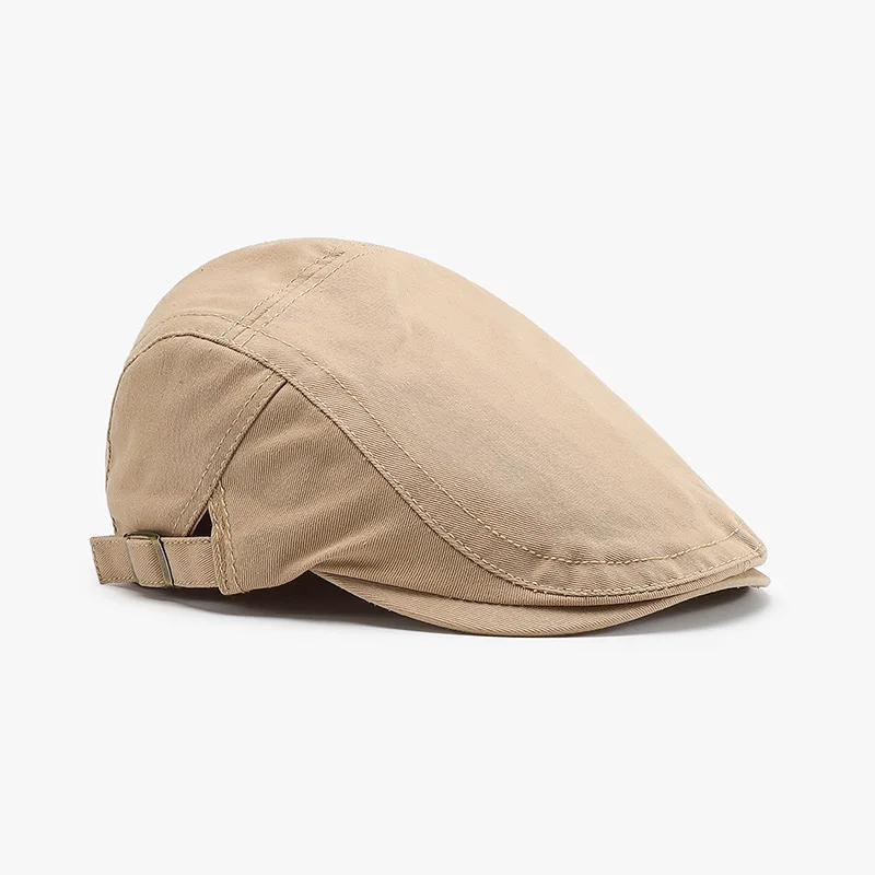 Solid Color Cotton Ivy Cap Adjustable Unisex Casual Flat Newsboy Hat