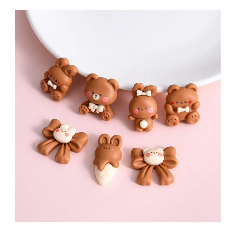 10 teile/los Mini-Cartoon kleiner Bär Kaninchen flache Rückseite Sammelalbum Handwerk Versch önerung Harz Cabochon für Haars chleife Clips Zubehör