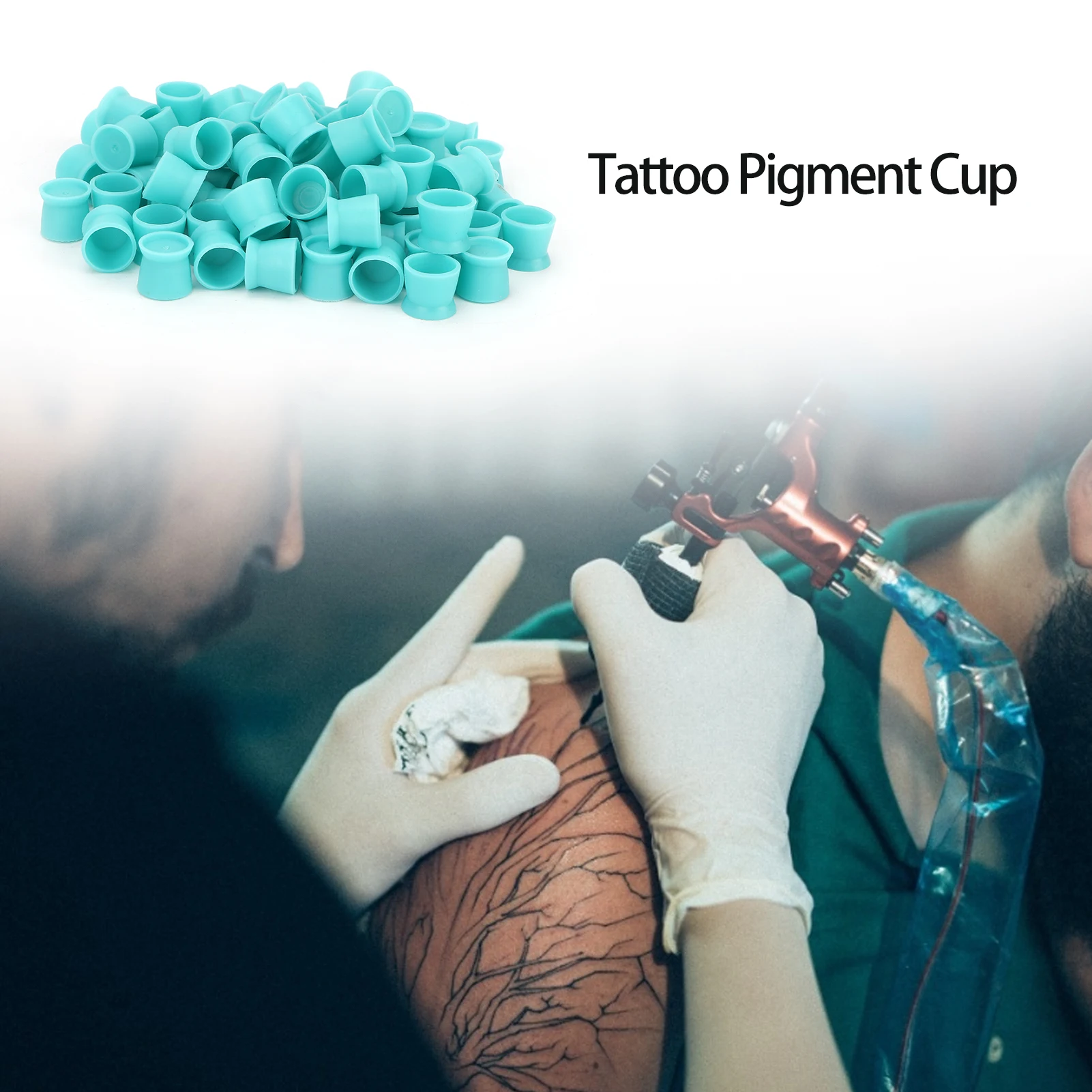 Disposable Tattoo Pigment Cup Tattoo Ink Pigment Cup Disposable Silicone Eyebrow Lip Eyes Tattoo Pigment Cup Tattoo Tools