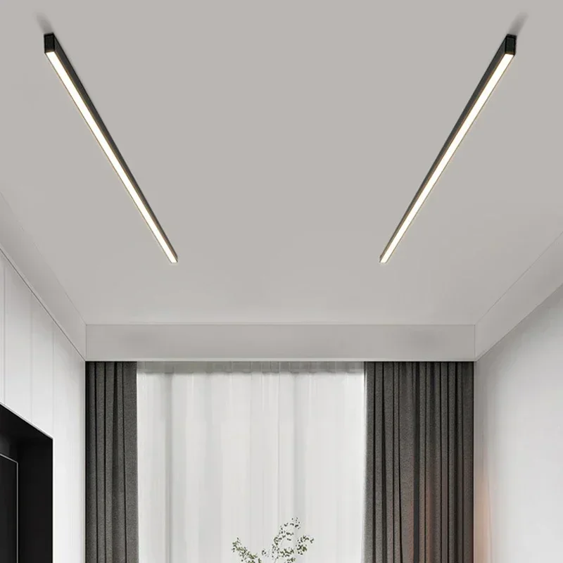 Imagem -03 - Lâmpada do Teto Led para Home Decor Luz Linear Superfície de Alumínio Lâmpadas Montadas Cri Alta Interior Retângulo Luminárias 53cm