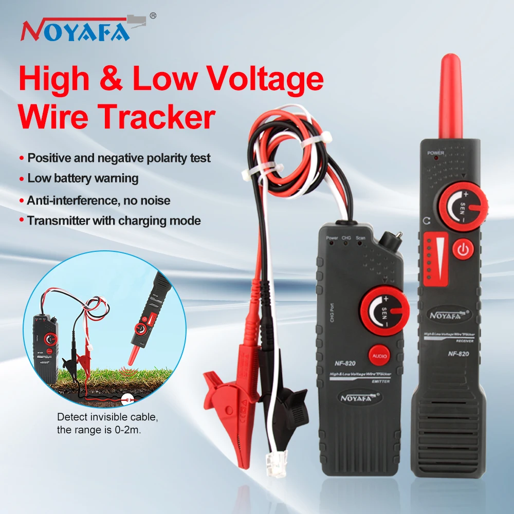 Noyafa NF-820 Underground Cable Tracker Anti-Interference Cable Locator High & Low Voltage Wire Tracker Network Tools