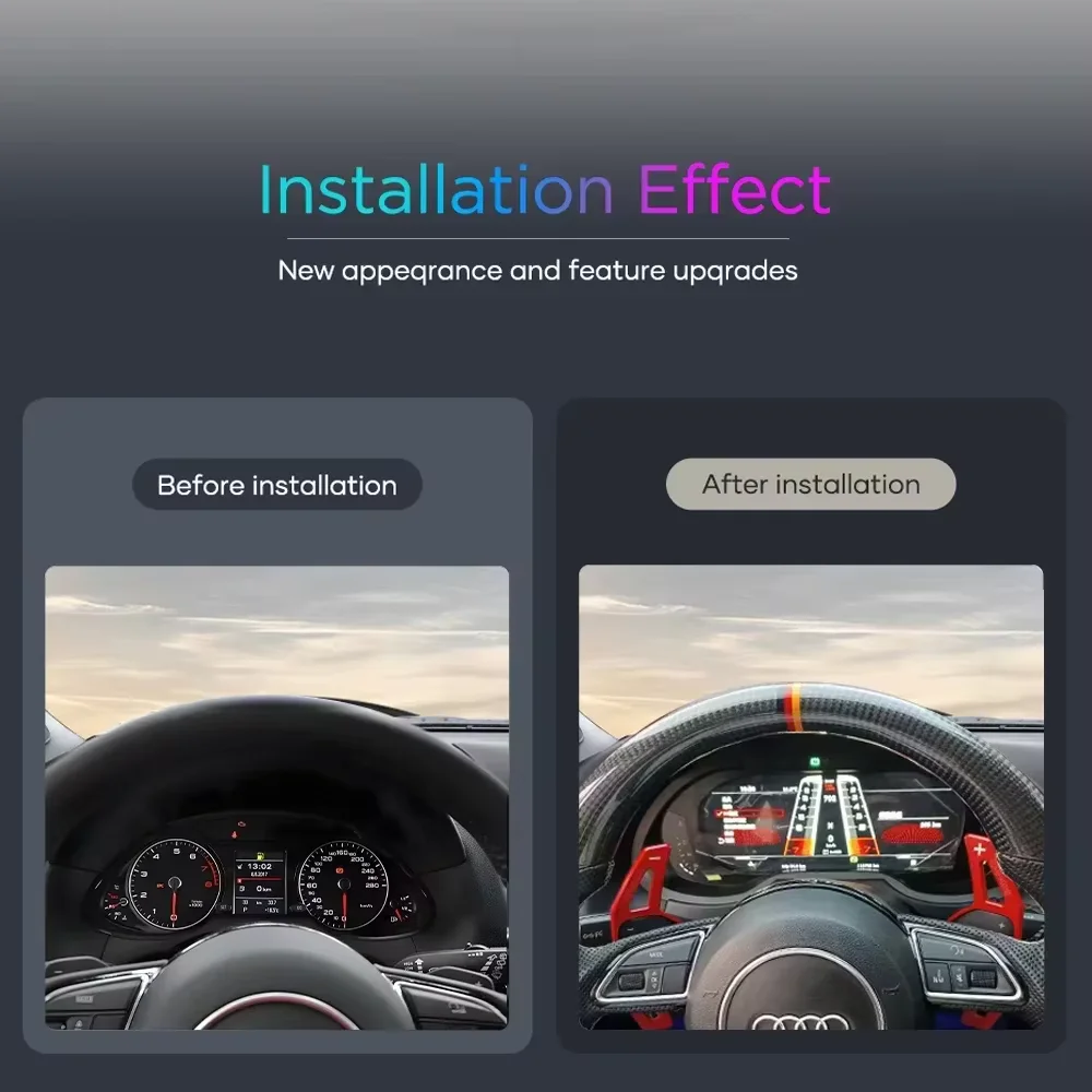 تصميم جديد لقمرة القيادة الافتراضية الرقمية لأودي A4 A4L Q5 SQ5 S4 RS4 S5 A5 RS5 2008-16 نظام لينكس Carplay لوحة القيادة السرعة #4