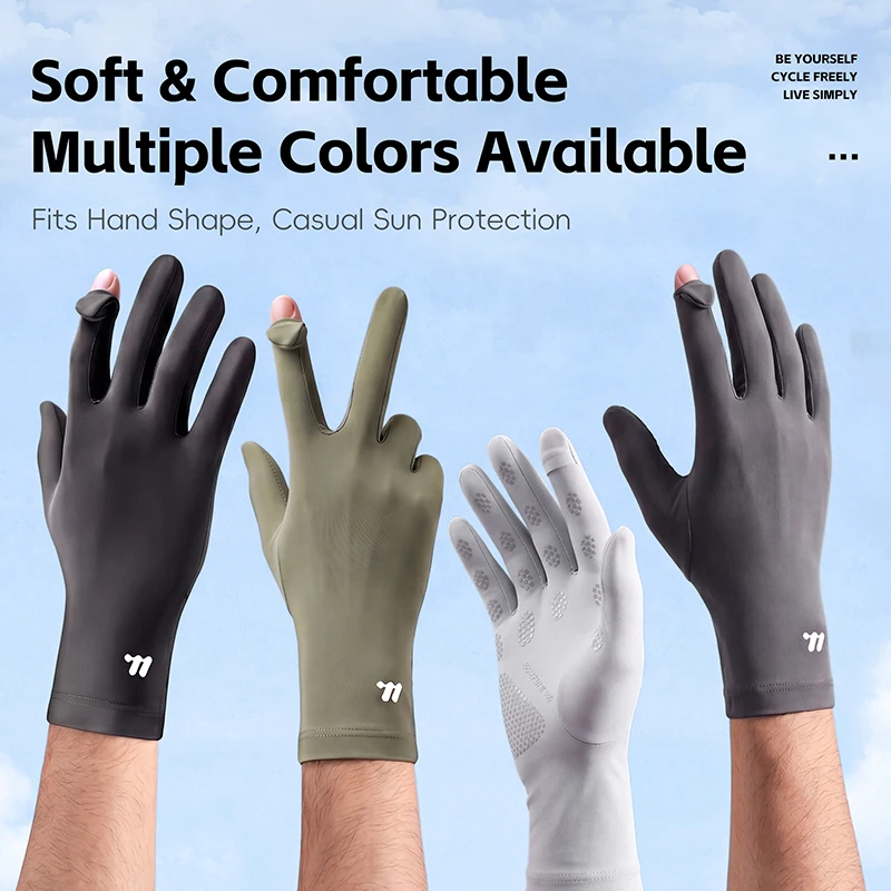 WEST BIKING Summer Ice Silk Cycling Gloves High Stretch Breathable Anti-slip Full Finger Gloves Touchscreen MTB Road Bike Gloves