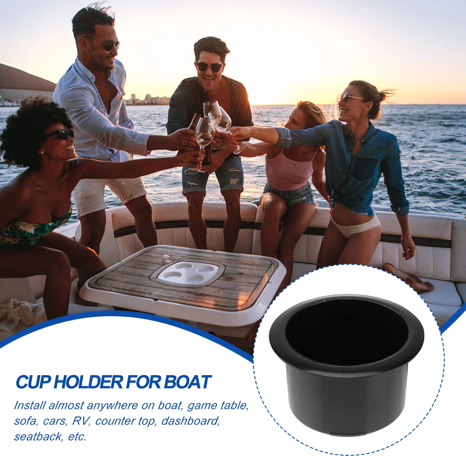 

2pcs Black Plastic Insert Car Boat Rv Sofa Table Durable Drink For Dashboard Seatback Counter Holder For Game Table