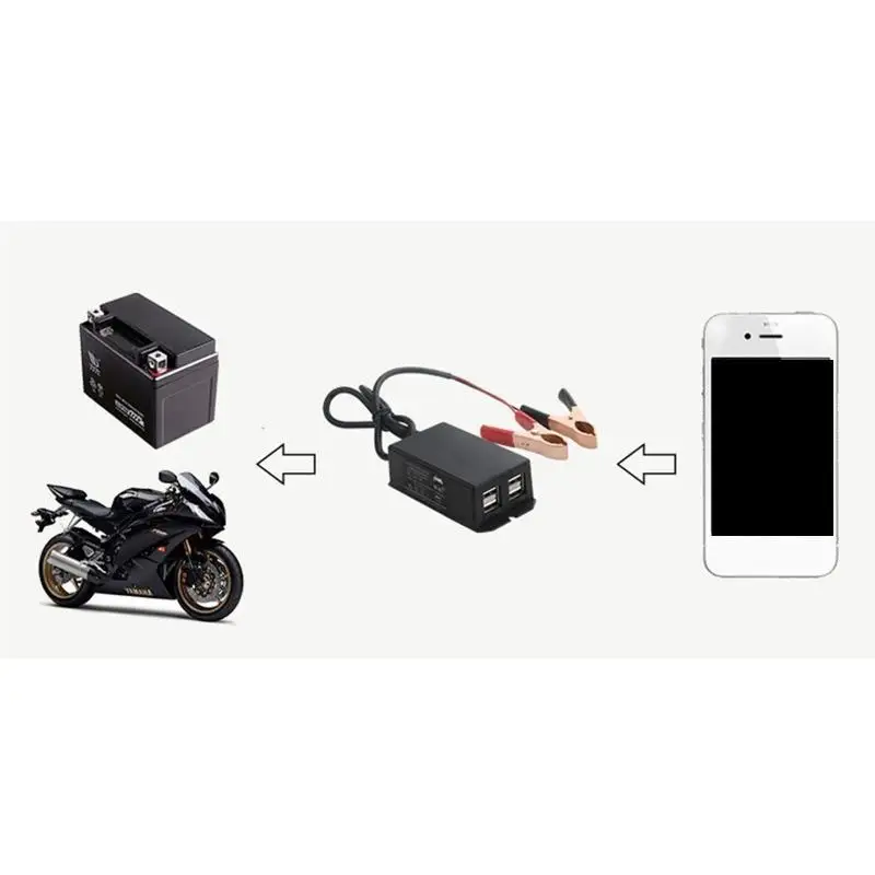 31BC 12V Battery Clip for Cellphone Tablet Car Motorcycle USB Charging Device Vehicle USB