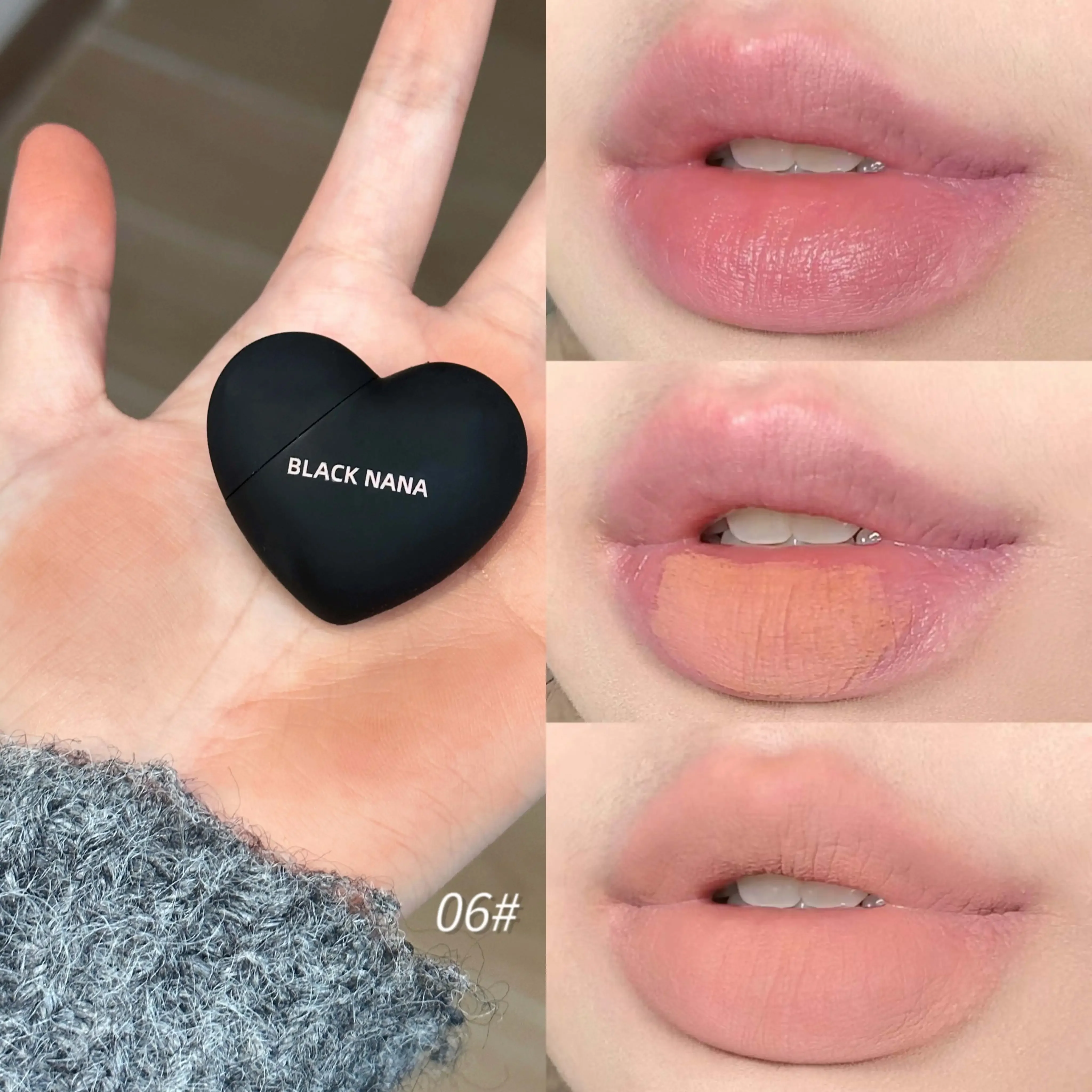 Black Silver Heart Lipstick Velvet Matte Velvet Non-drying Lip Clay Lip Gloss Liquid Lip Tint Cream Pigment Long Lasting Silky