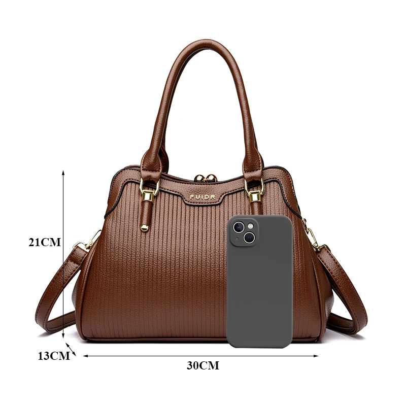 حقيبة يد مخططة أنيقة للنساء حقائب كتف أنيقة للركاب مصممة من الجلد حقيبة كروس للسيدات