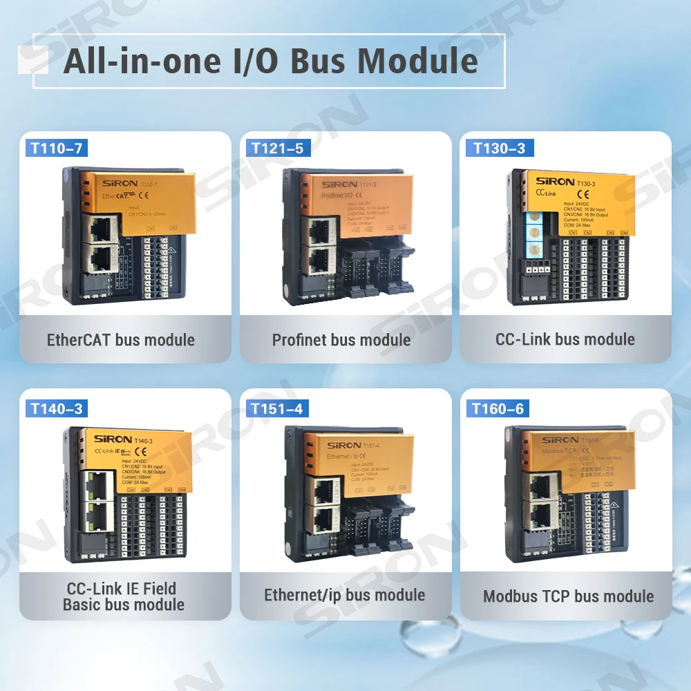 SiRON T1 series analog digital io bus control module EtherCAT Profinet remote io module