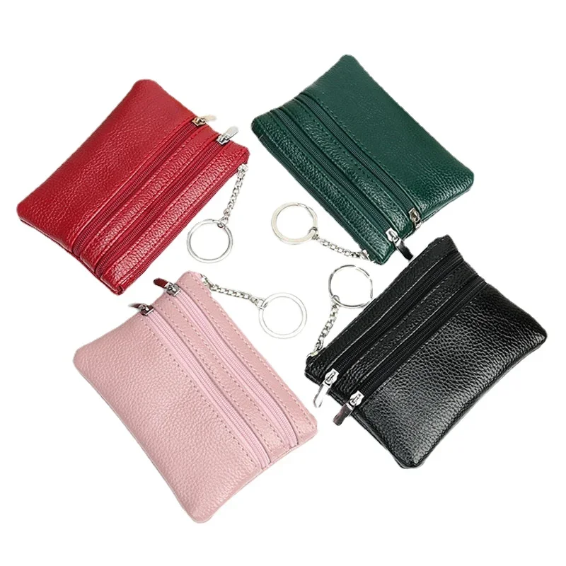 Fashion PU Leather Women\'s Wallet Purse Two/Three Zippers Coin Purse Coin Wallet Keychain Card Holder Change Purses