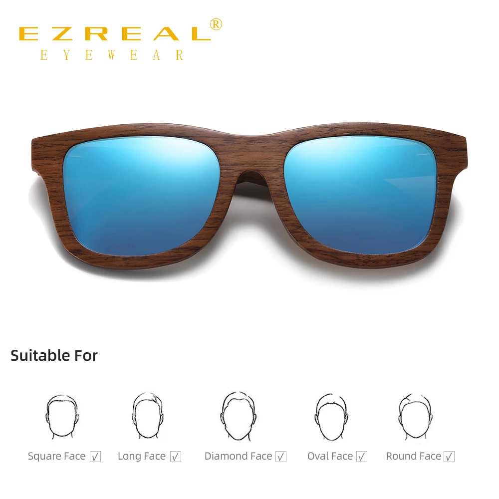 XSW Brand Wooden Fashion 100%Handmade Walnut Wooden Men Sunglasses Polarized Sun Glasses Women UV400 Mirror Eyewear
