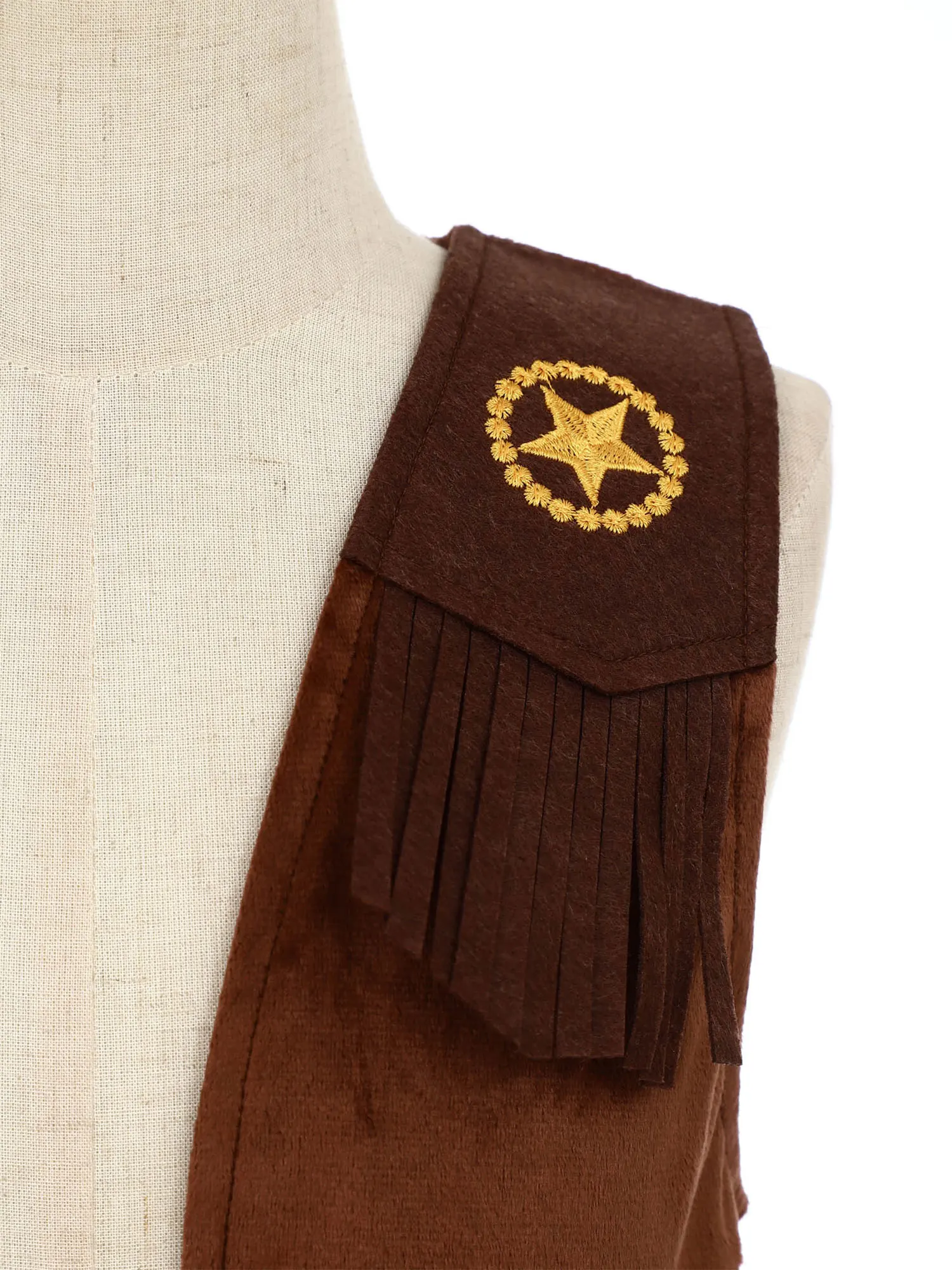 Kids Halloween Western Cowboy 70s Hippie Cosplay Performance Costume Tassel Faux Suede Vest Waistcoat for Carnival Theme Party