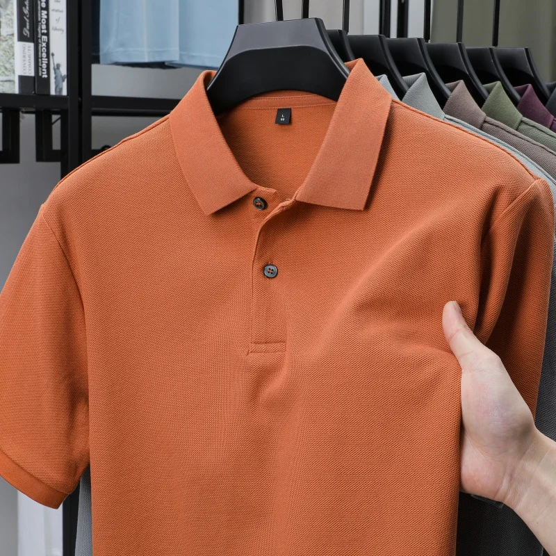 

100% pure cotton 2025 new high-quality shortsleeved summer new men's breathable polo shirt high-quality customized T-shirt top