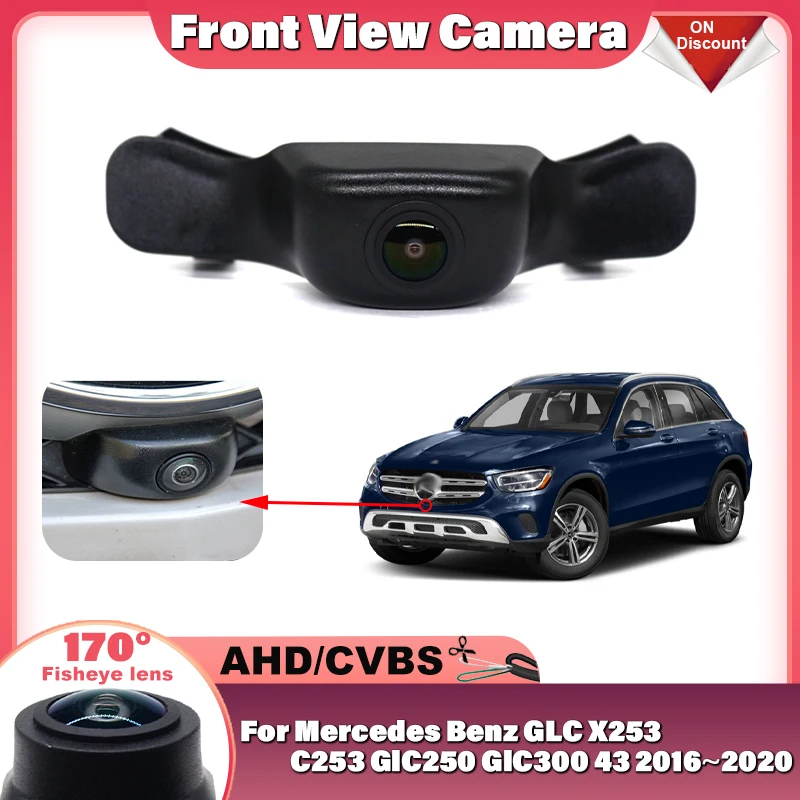 Fisheye Camera 170°Fisheye AHD car front view logo camera For Mercedes Benz GLC X253 C253 GlC250 GlC300 43 2016~2020 Accessories