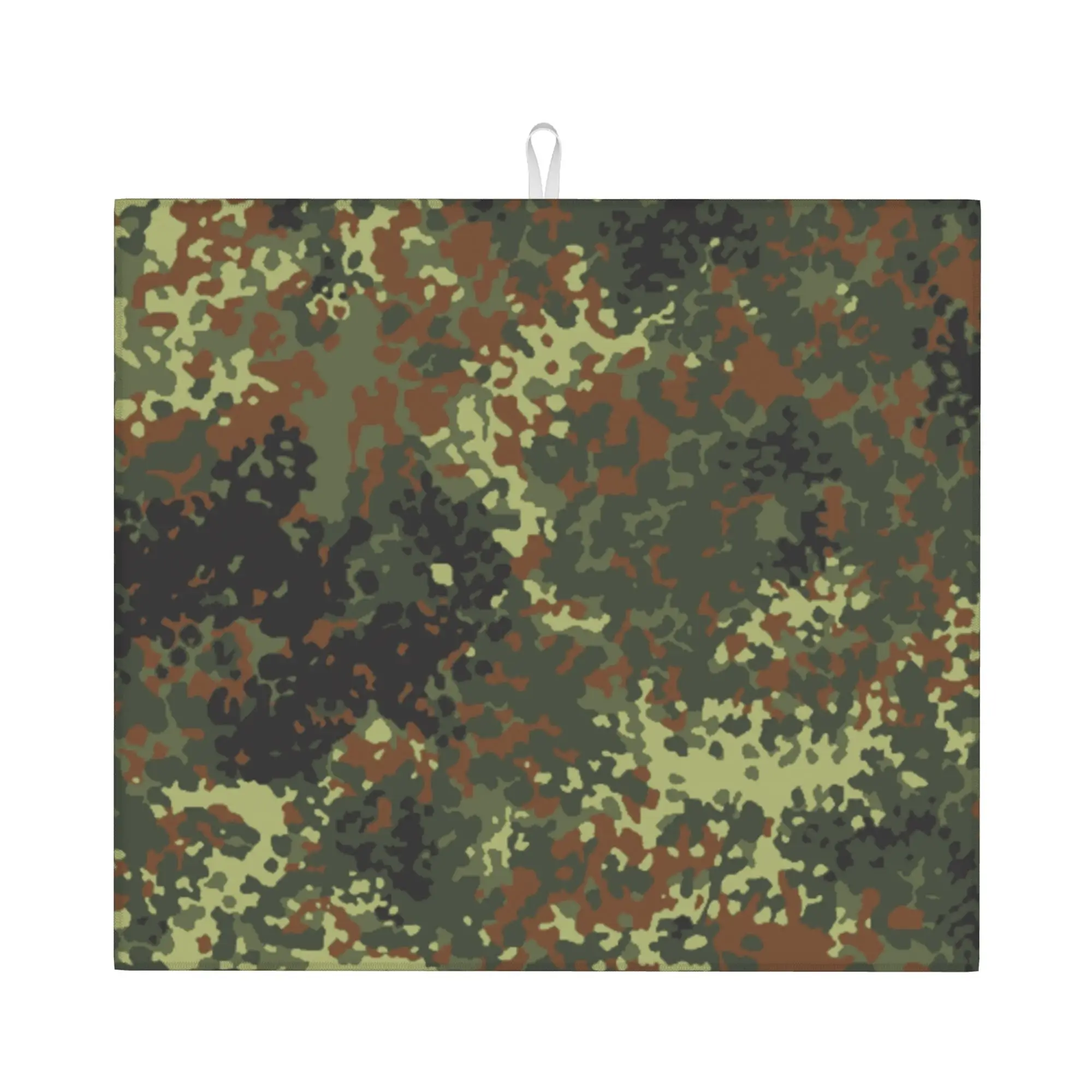 Flecktarn Camo Non Slip Kitchen Counter Protector Mat Barware Tableware Reusable Military Army Camouflage Bathroom Drying Mat