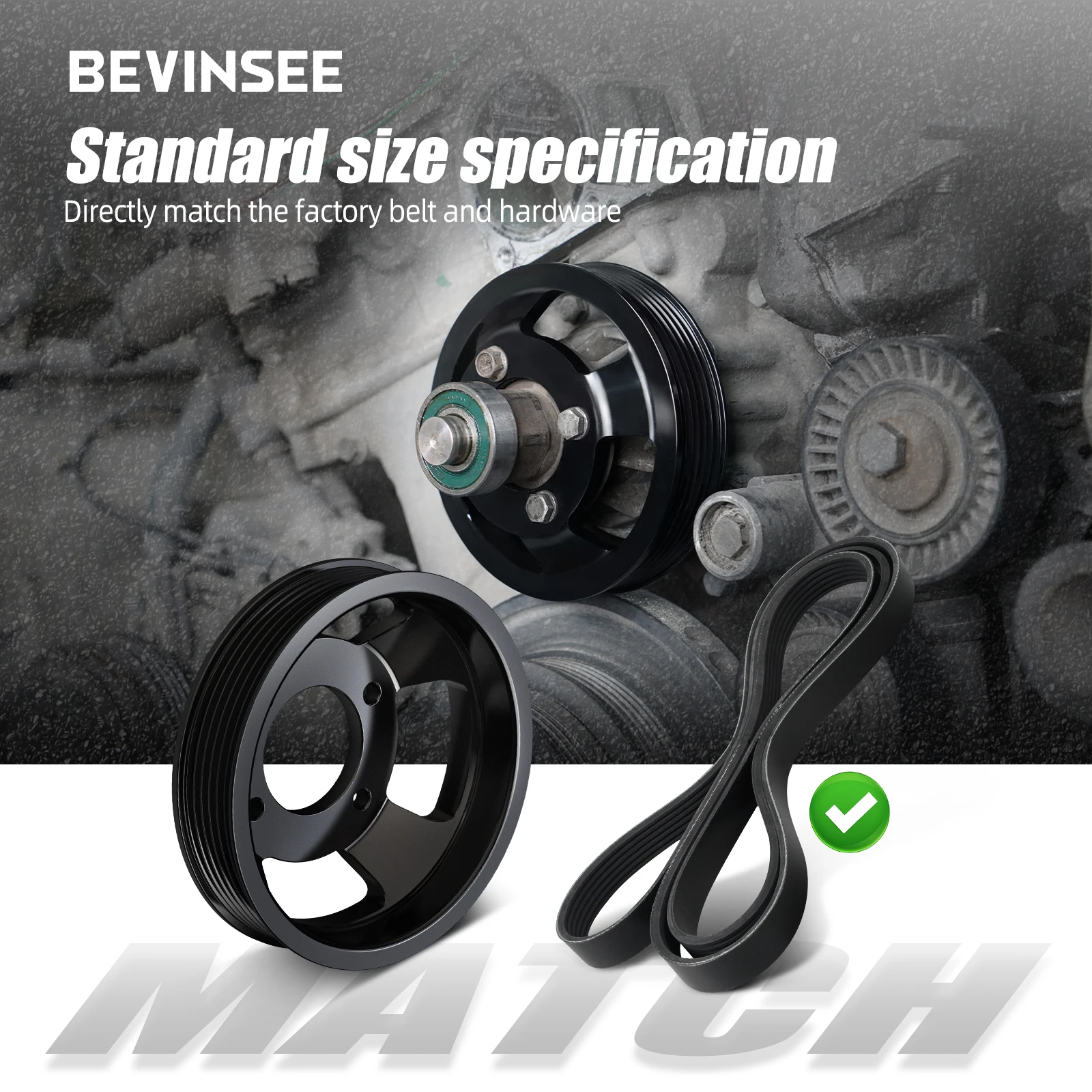 BEVINSEE Water Pump Pulley For BMW E46 E39 E60 E61 X3 E83 X5 E53 Z3 Z4 325i 328i 330i 525i 528i M52TU M54 Engine 11511436590