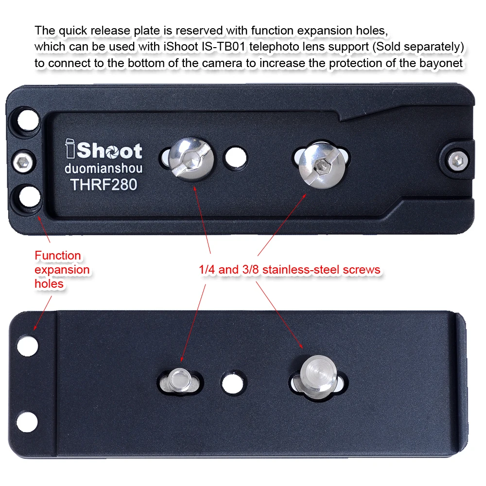 iShoot Arca-Swiss Fit Camera Quick Release Plate Compatible with Canon RF 200-800mm F6.3-9 IS USM Tripod Mount Ring Lens Collar