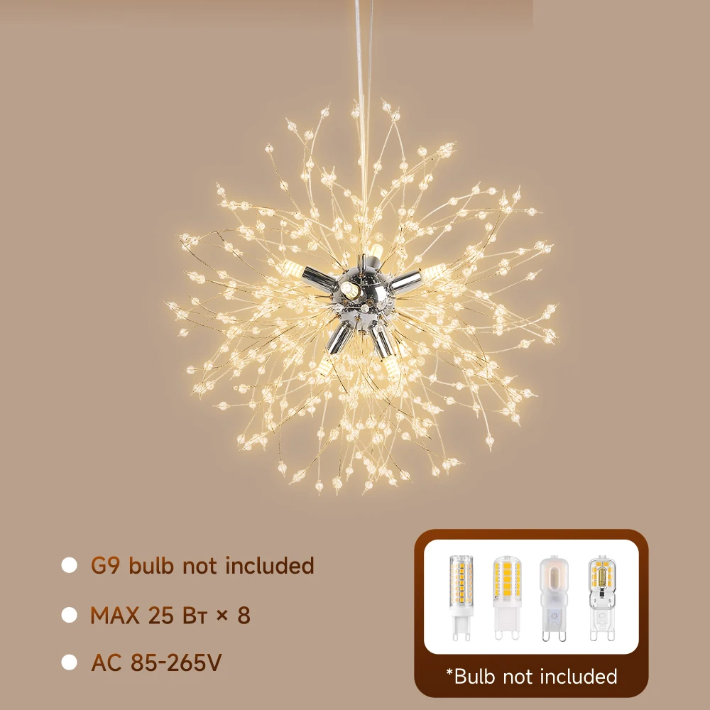 Modern Dandelion LED Pendant Lights Living Room Dining Room 8 Heads G9 Bulb Pendant Lights Starry Fireball Lighting Fixtures