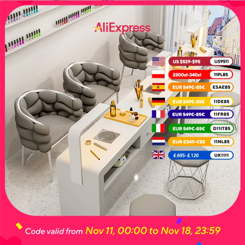 

Luxury Professionals Design Nail Desk Chair Dust Collector Aesthetic Marble Nail Table Nordic Modern Nageltafel Salon Furniture