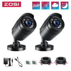 ZOSI 2 pcs/lot 1080P HD-TVI 2MP CCTV Caméra de Sécurité, 80ft Vision Nocturne, Extérieure Étanche à Domicile Caméra de permission Kit