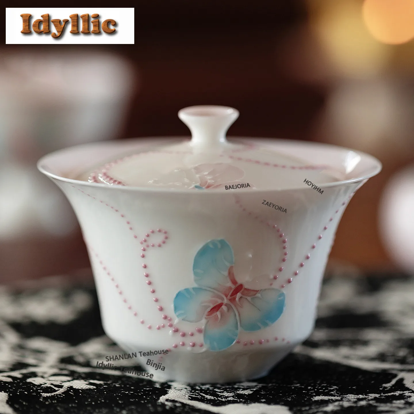 

100ml Hand-painted Butterfly Gaiwan Traditional Tea Tureen Tea Bowl With Lid Kit Tea Making Cover Bowl Chinese Tea Set Ornaments