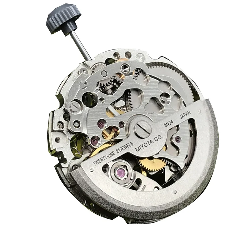 

Silver 8N24 Mechanical Movement Miyota 21 Jewels Skeleton Automatic Movement