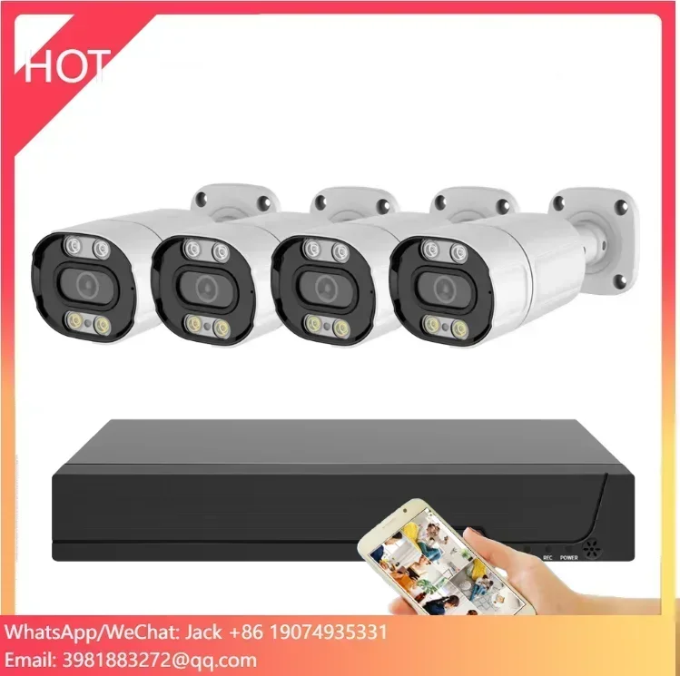 4K 8MP 8CH POE Video Surveillance Camera System Kit Outdoor AI Face Detection Audio Record Color Night Vision XMEye