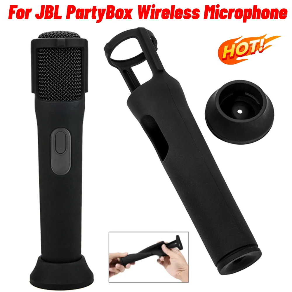 Silicone Case Anti-Rolling Mic Sleeves Microphone Protective Case Non-slip Microphone Stand for JBL PartyBox Wireless Microphone