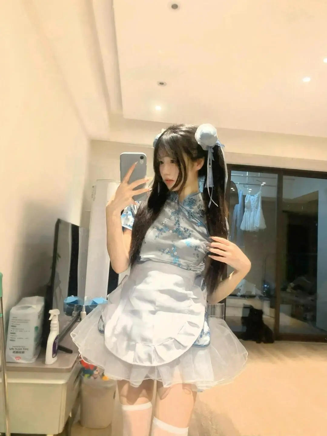 Nuevo Chino Sle Dr loween Cisas Cosplay orm suave chica falda de sirvienta ort uso diario