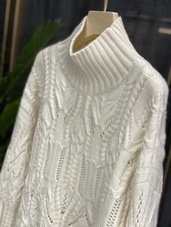 女性の透かし彫りのタートルネックセーター,ニットのツイストセーター,カシミアのknitwear,柔らかくゆったりとした生地,高品質,春,秋,x428