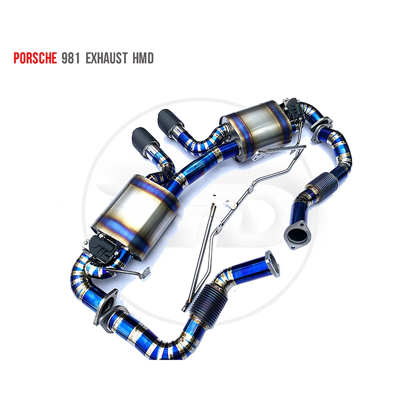 Titanium Alloy Exhaust Pipe Manifold Downpipe for Porsche Cayman 981 987.2 3.4L Electronic Valve Muffler for Car Accessories