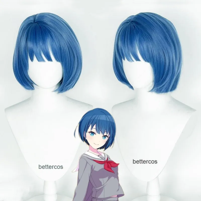 Kiritani Haruka Cosplay Wig Blue Short Straight BOBO Heat Resistant Hair MORE MORE JUMP! hrk Girls Halloween Role Play Wig