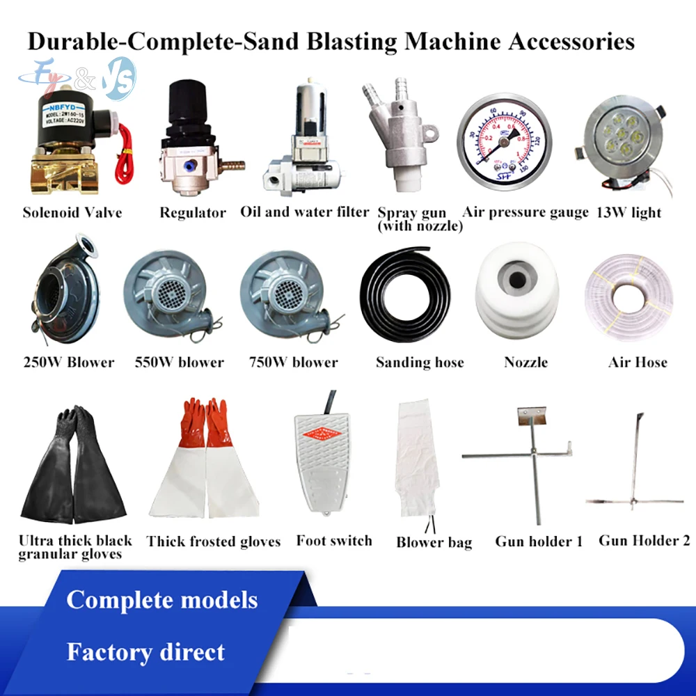 Full Sandblasting Accessories Set,Sandblasting Equipment-Rubber Gloves/Nozzles/Filters/Valves for Industrial Surface Treatment