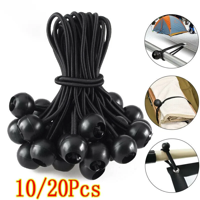 10/20pcs Multi-functional  Ball Plastic Ball Outdoor Tent Storage Elastic Rope Fixed Rope Buckle Rubber Band Camping Survival