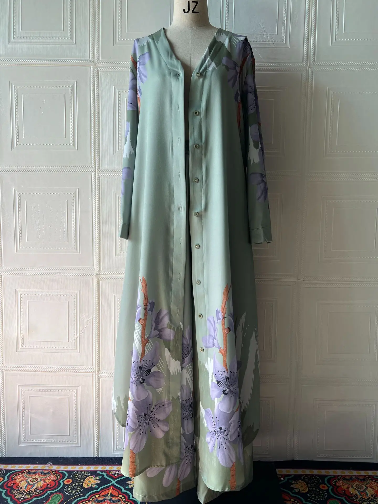 Ensemble 2 pièces musulman pour femmes, manteau Long, Robe, pantalon à jambes larges, imprimé, simple boutonnage, tenues arabes dubaï Islam 2025, 2025