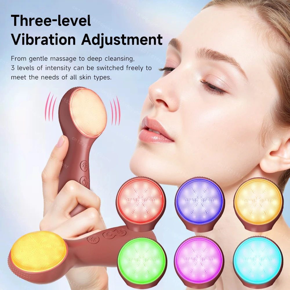 Elektrische Mee-eter Pore Cleanser Kleurrijk Licht Gezichtsschoonheidsapparaat Gezichtsverwarming Trillingen Massager Gezichtswasborstel Huidverzorging