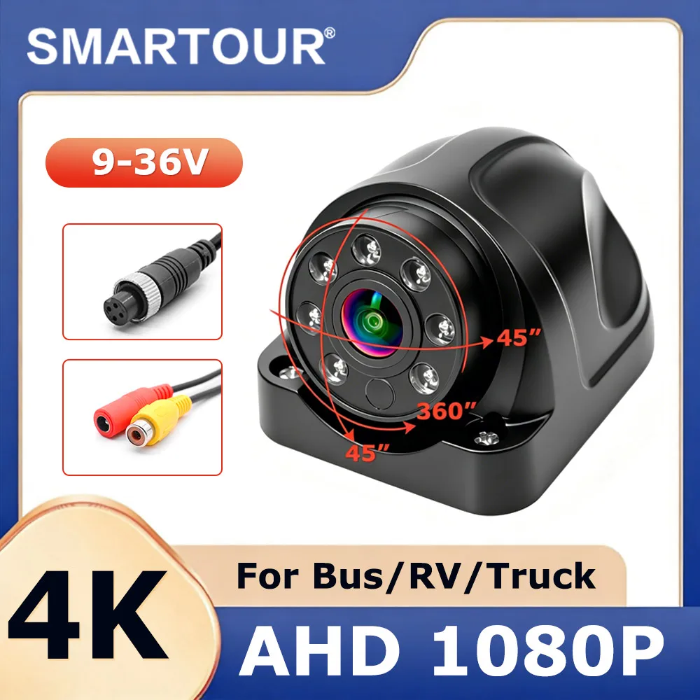 Caméra de recul de voiture SMARTOUR 1080P, grand angle réglable, anti-interférence, vision nocturne, étanche, caméra de stationnement automatique