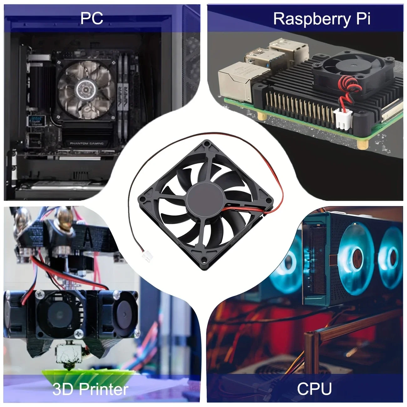 DC 5 V 12 V 24 V 8 cm bürstenloser Dual-Ball-Lüfter 8010 80 mm axialer PC-Kühlerlüfter 80 x 80 x 10 mm Computergehäuse CPU-Kühlerlüfter – Detail 3