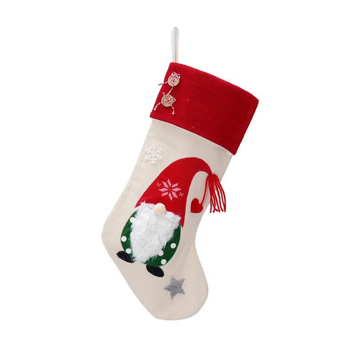 Christmas Stockings 3 Pack, Linen Ivory Red 3D Suit Xmas Decorations Indoor Large Hanging Stockings