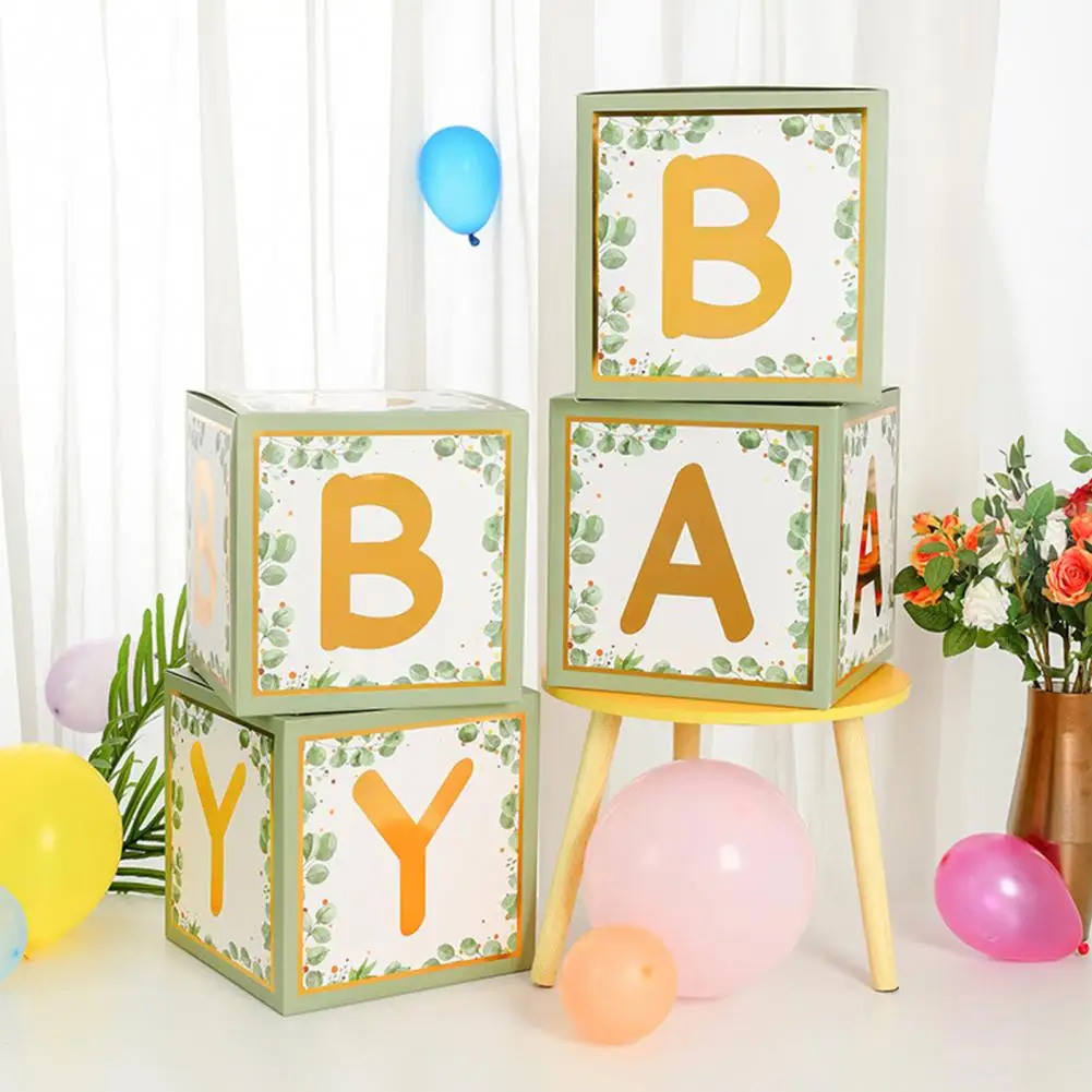 Dimensional Building Blocks Paper Party Decoration Reusable Paper Baby Shower Birthday Party Gender Reveal Decor Block