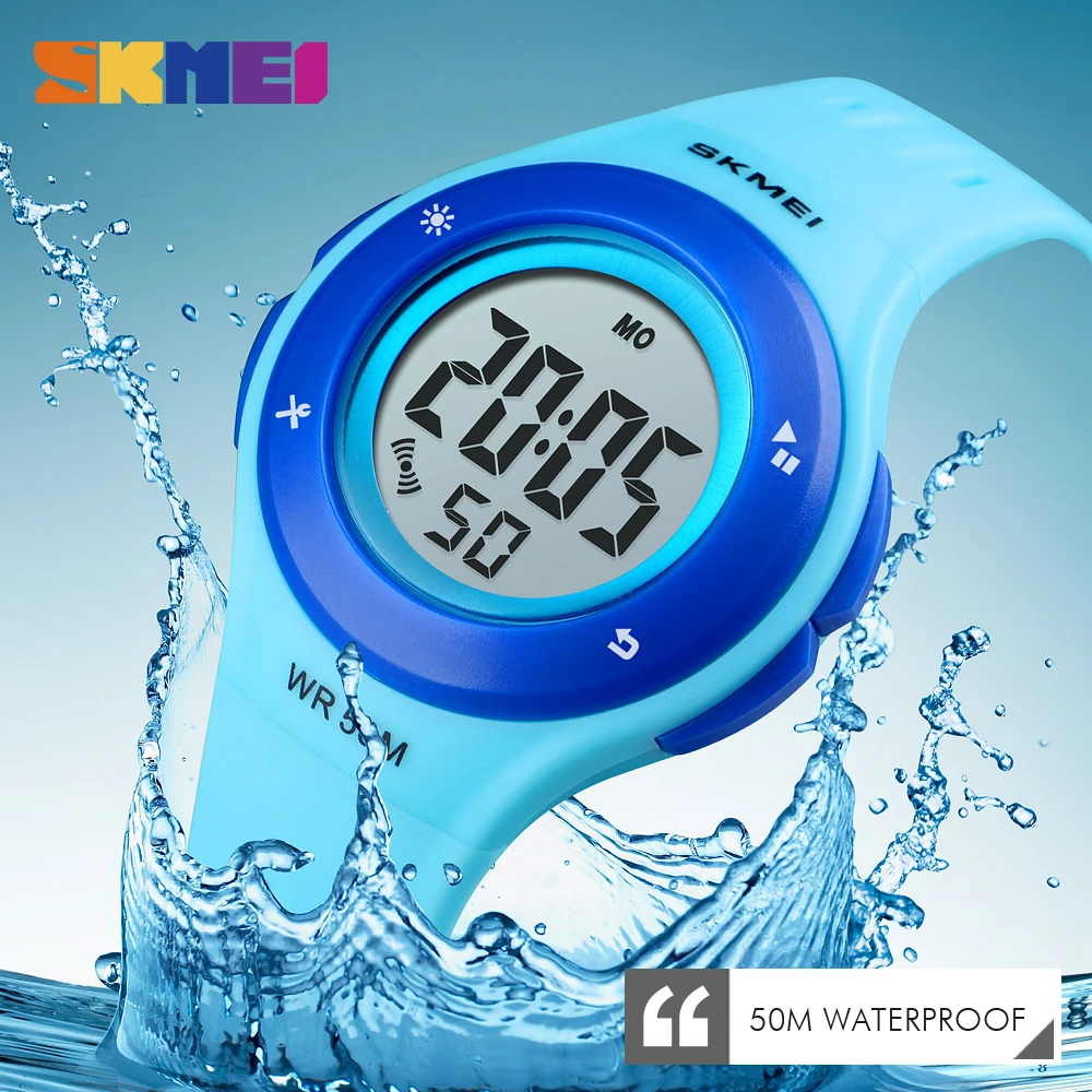 Skmei crianças relógio de pulso digital crianças meninas meninos pu banda à prova dwaterproof água alarme backlight relógio de pulso eletrônico esporte 1455