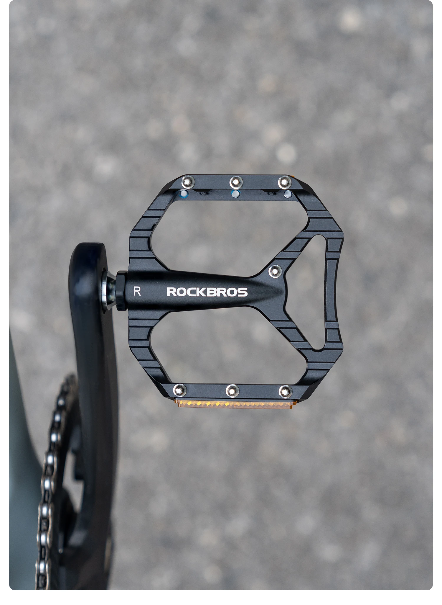 ROCKBROS Fahrradpedal Rutschfest Langlebig Einlagiges Aluminiumlegierungs-Reflexionspedal Hohldesign Leichtes Rennradpedal – Detail 13