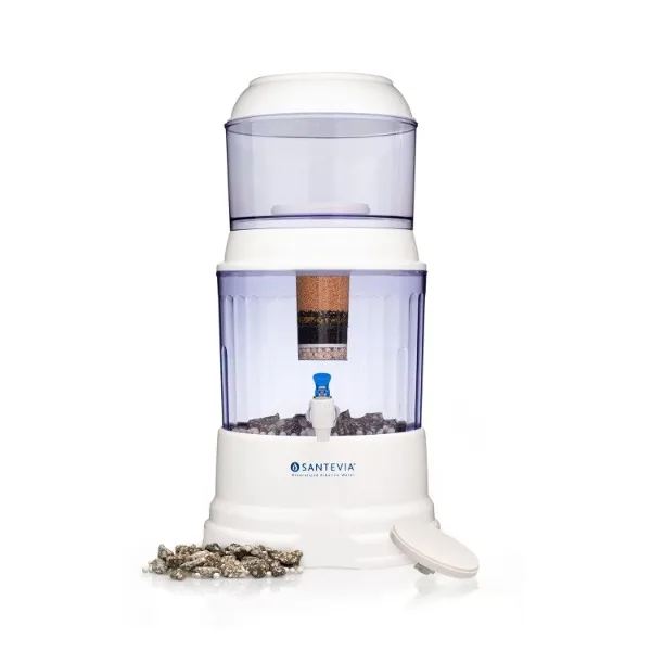 Santevia Gravity Water System Filter | at Home Water Filter That Makes Water Alkaline and Adds Minerals | Fluoride Filter