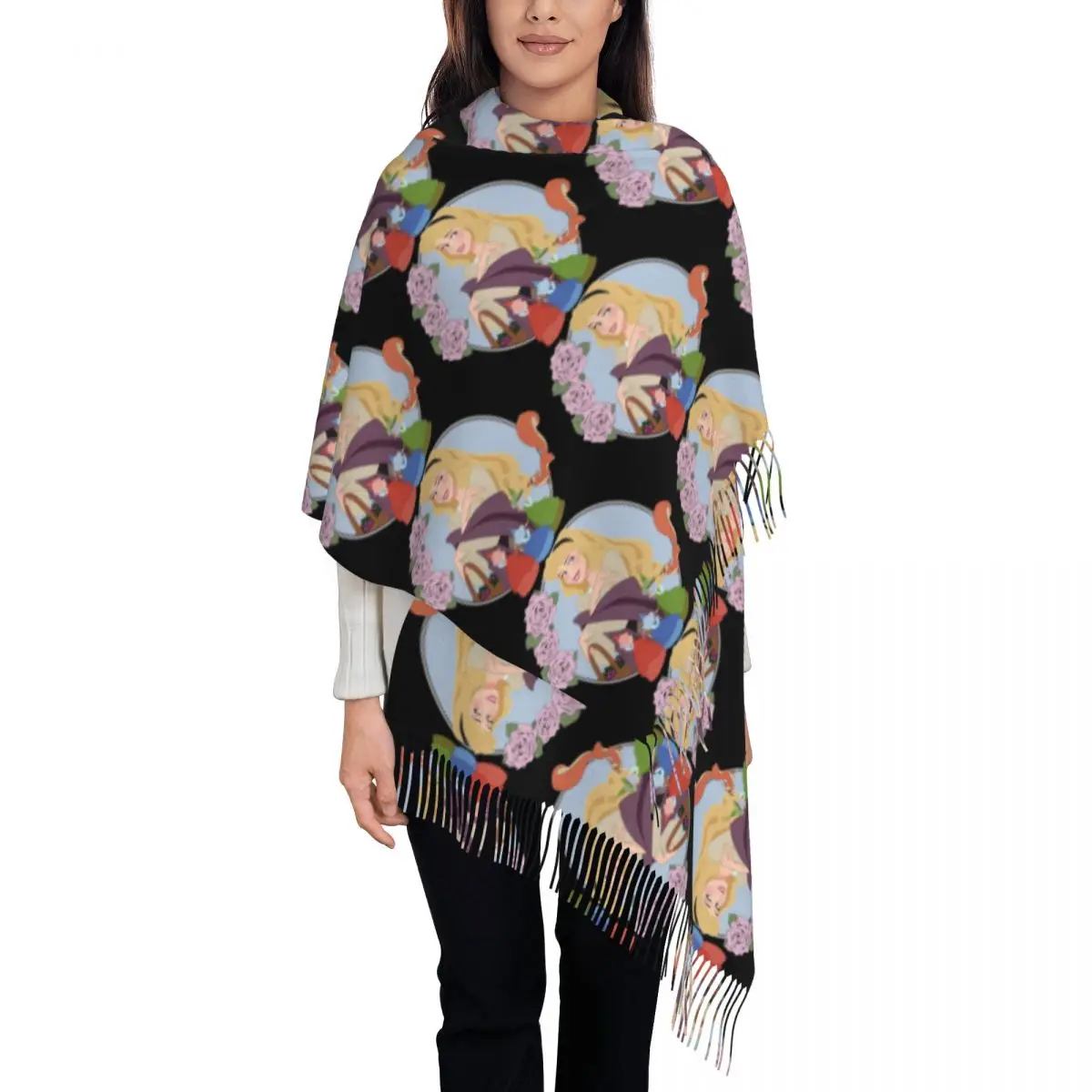 

Изготовленный на заказ шарф Малефисенты принцессы Авроры для женщин, модная зимне-осенняя шаль, накидки с кисточками