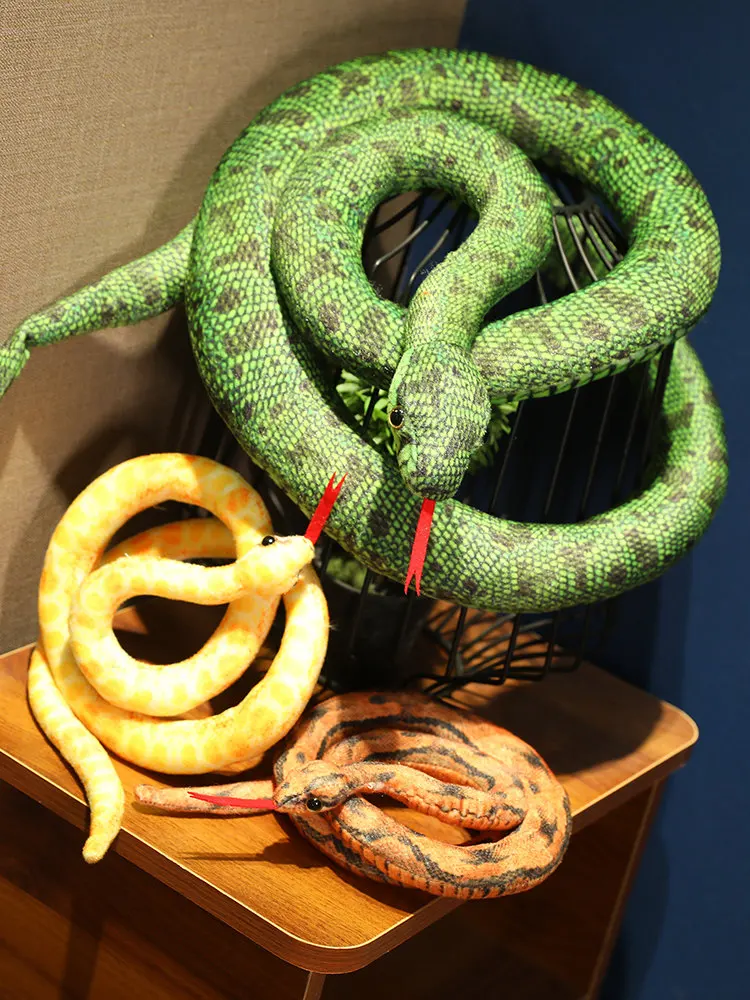 Künstliches Python-Plüschtier, lange Schlange, gelb, orange, grün, Python-Plüschtier, dekorieren Sie das Haus, Urlaubsdekorationen – Detail 17